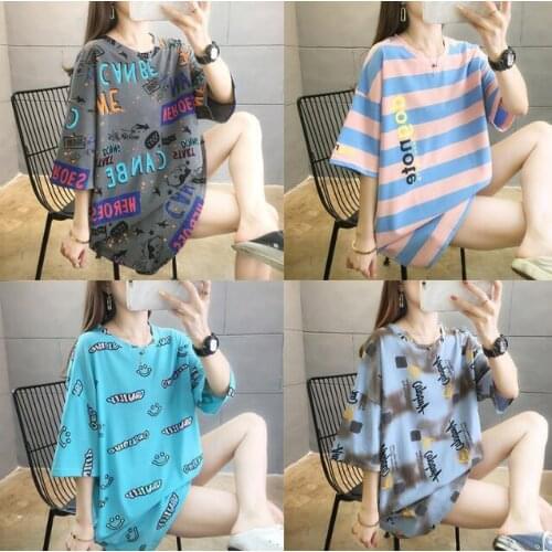 Womens New style short-sleeved T-shirt women summer mid-length loose large size half sleeve summer womens clothing