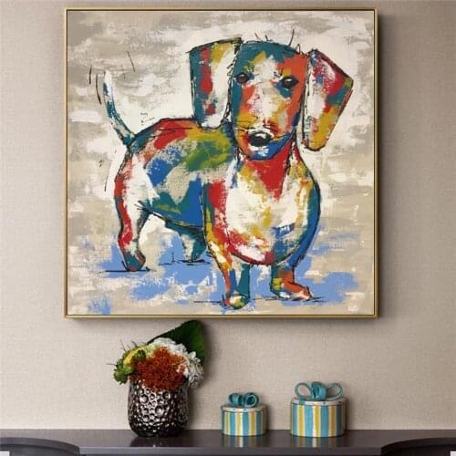 Graffiti Art Dachshund Dog Canvas Paintings on The Wall Abstract Dog Poster and Print Animal Wall Paintings for Kids Room Cuadro