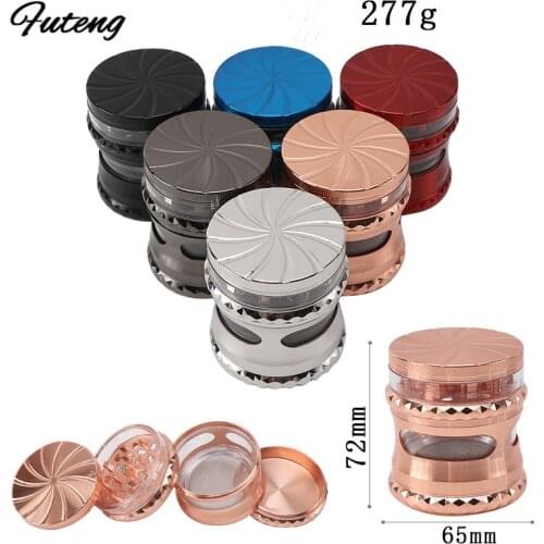 Perfect Aluminum Tobacco Grinder Metal Internally Visible 4layers 65mm Grinder Herb Spice Crusher Smoking Accessories