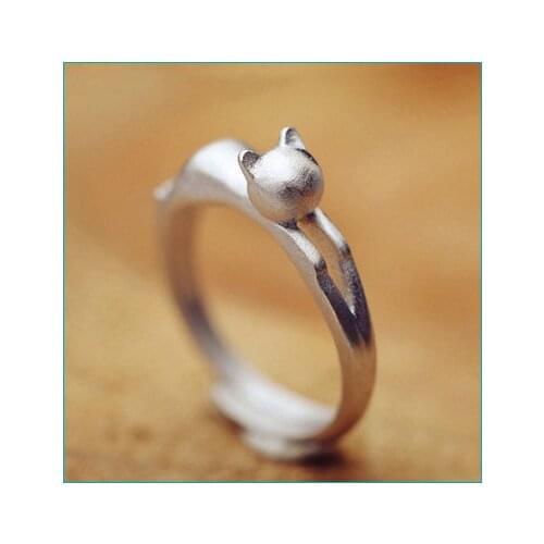 Korean Cute Little Cat Creative Cat Ring Adjustable Simple Style For Women Girl Daily Accessory Fashion Jewelry Birthday Gift