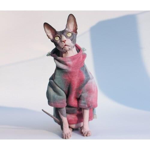 Fluffy Soft Warm Grey stripes Sweater Sphynx Cat Clothes Fashion Kitty Clothing Comfort Winter Sphinx Hairless Cat Clothing