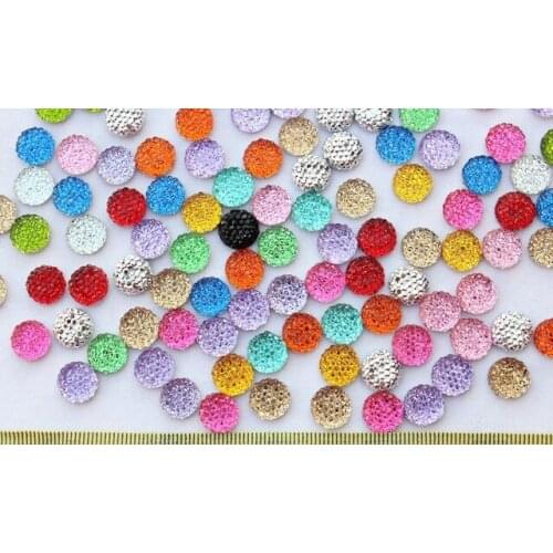 100pcs Flatback Resin Dotted Round Rhinestone 12mm Cabochon flat back Crafts diy Jewelry Accessories free shipping