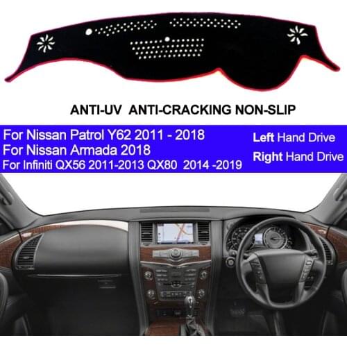 Car Dashboard Cover For Nissan Patrol Y62 2011-2018 Armada 2018 For Infiniti QX56 2011-2013 QX80 2014 -2019 DashBoard Sun Shade