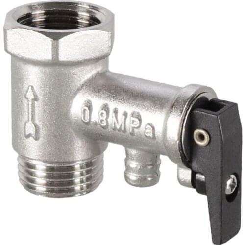 1/2" BSP Female to Male Brass Nickel Plated Electric Water Heater Pressure Relief Check Valve