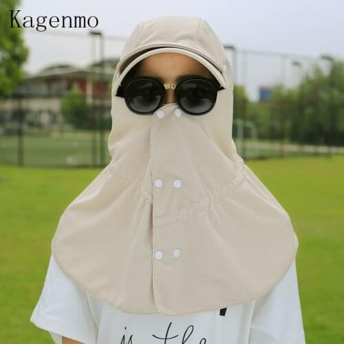 Kagenmo Summer sun-shading hat sunscreen anti-uv female neck protection cap male folding sun hat