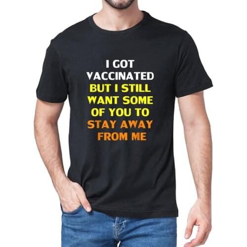 Summer Got Vaccinated But I Still Want You To Stay Away From Me Mens 100% Cotton Short Sleeve Novelty T-Shirt Tee Funny Women