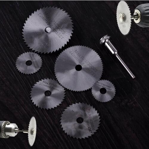 LETAOSK New 7pcs HSS Circular Saw Blades Cutting Discs Mandrel Tool Set Rotary Cutoff Cutter Accessories