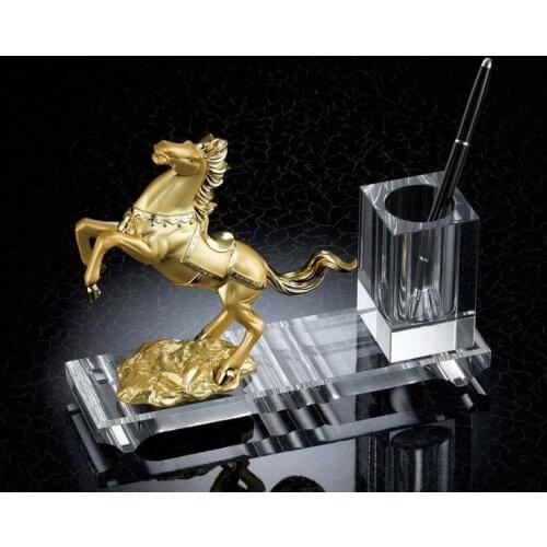 Horses arrived High-grade boss leadership office fortune Ornament modern creative Crystal pen container Furnishing Articles