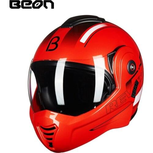 NEW BEON Motorcycle Flip up Full Face Helmet Four Seasons Personality Cool Safety Helmet Racing Motocross T-702 Helmet