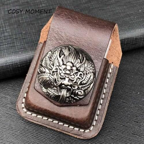 COSY MOMENT Leather Handmade Cigarette Lighter Holder Bag For Zippo High Quality Oil Lighter Case For Men Gift YJ368