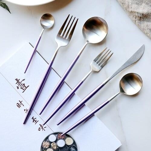 Metal Luxury Modern Cutlery Set Creativity Knife And Fork Set Gift Stainless Steel Sztucce Zestaw Kitchen Accessories BK50DC