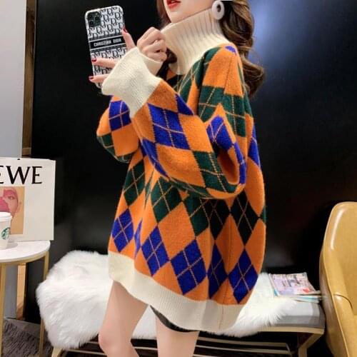 New high neckline sweater for womens loose wear