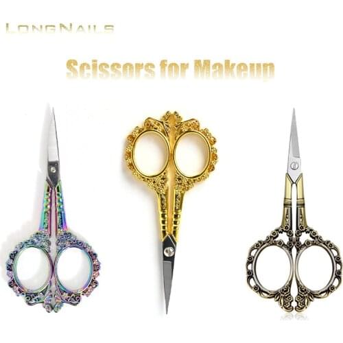 11.5*5.3cm Pocket-Size Makeup Scissors 7colors Classic Royal Laser Cutter Cotton Pads False Eyelashes Cutting Nail Scissors TR35