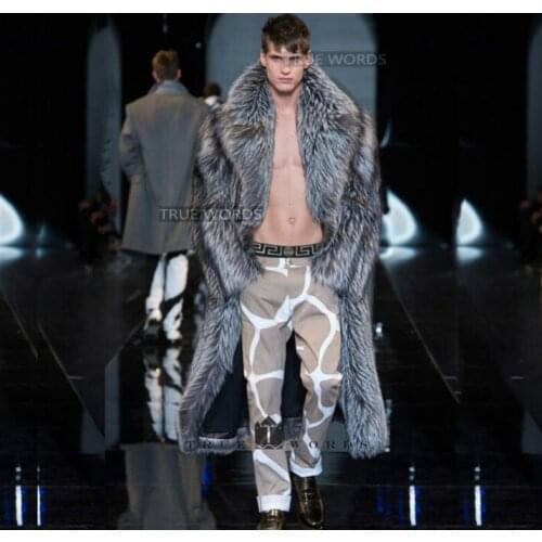 Autumn faux mink fur leather jacket mens winter thicken warm long fur leather coat men loose jackets fashion B206