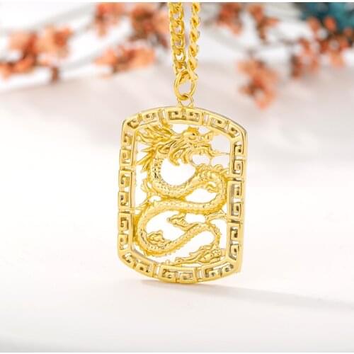 2021 Fashion Dragon Pendant Necklaces For Women Men Gold Color Vintage Rose Choker Necklace Mascot Ornaments Lucky Symbol Gifts