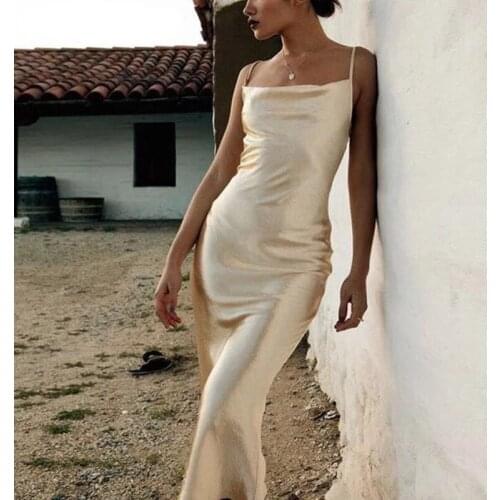 Midi dresses for women 2021 Summer vacation club outfits for women sexy evening party dress korean satin dress elegant