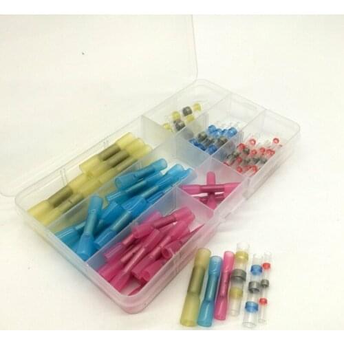 Fullly Insulated Heat Shrink Butt Connector Waterproof Splice Soldering 90pcs Electrical Cable Crimp Terminal Connector Kit