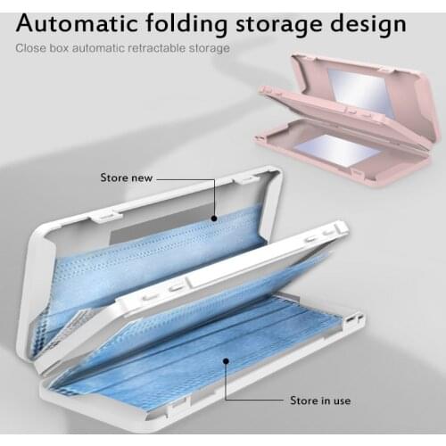 Durable Mask Box Portable Mask Case Storage Organizer Double Layer Face Shield Holder With Mirror & Mask Storage Cloth Bag