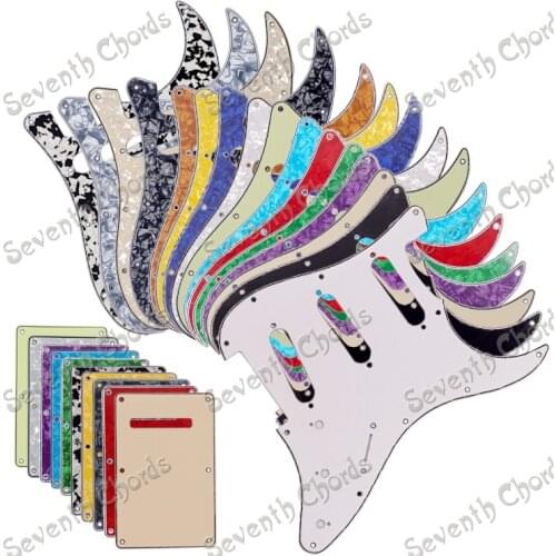 Multicolor 3 Ply SSS 11 Holes Guitar Pickguard and Guitar Backplate Back Plate Tremolo Cover For ST FD Guitar (YZKK)