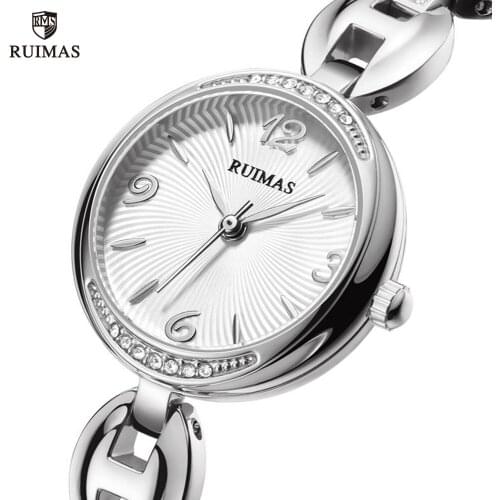 RUIMAS Luxury Quartz Watches Women Silver Bracelet Elegant Wristwatch Lady Woman Waterproof Analog Watch Relogios Feminino 596