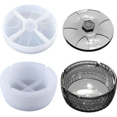 DIY Crystal Epoxy Resin Mold Ashtray Mould Round Tire Shape Storage Box Silicone Mould Ashtray Mirror Silicone Mold For applied