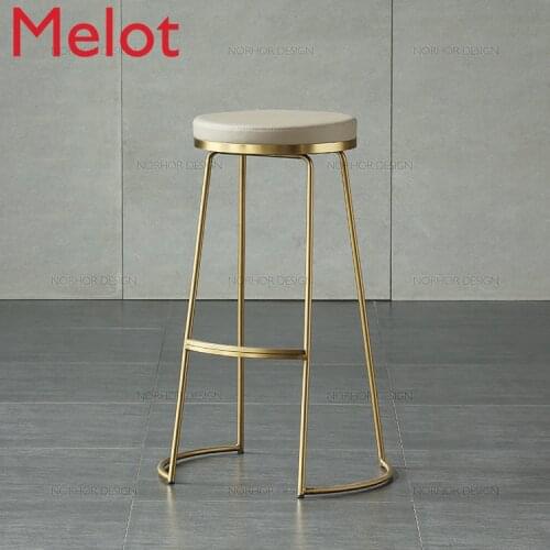 Nordic Instagram Style Bar Stool Creative Coffee Chair Gold High Stool Minimalist Iron Bar Counter Living Room Dedicated Chair