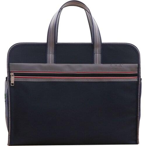 Portable A4 Zipper Document Bag Canvas Briefcase for Men and Women Business Office Meeting Files Folder Double Layer Filling