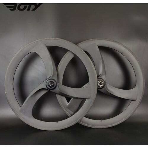 700C tri-spoke carbon wheels 56mm clincher fixed gear 3-spokes unique design for Time/Track/Road Racing bicycle carbon wheelset