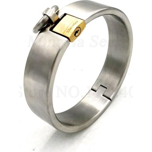 Heavy Stainless Steel Neck Collar Fetish Restraint BDSM Bondage Metal Lockable Choker Sex Toys For Man Women Couples