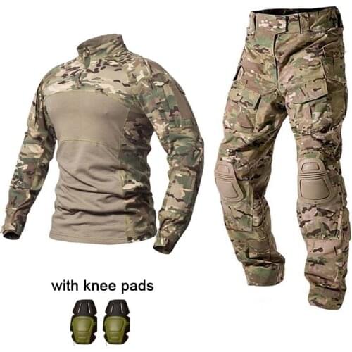 Outdoor Military Hunting Shirt Pants Uniform Tactical Combat US Army Clothing Tatico Tops Airsoft Multicam Camouflage Knee Pads