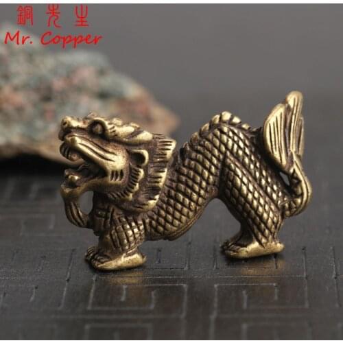 Vintage Copper Chinese Zodiac Dragon Statue Small Ornaments Brass Animal Miniatures Figurines Desk Decorations Home Decor Craft