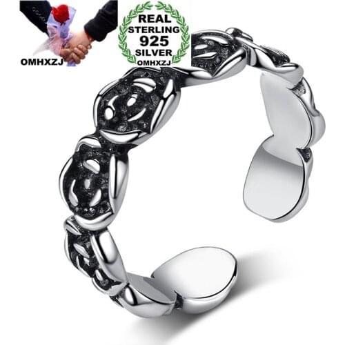 OMHXZJ RG77 Jewelry Wholesale European Fashion Fine Woman Girl Party Birthday Wedding Gift Flower Open S925 Sterling Silver Ring