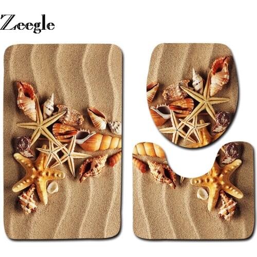 Zeegle Toilet Floor Mats Bath Mat Non-slip Bathroom Carpet Toilet Home Decor Microfiber Shell Printed Bath Rugs Bathroom Carpet