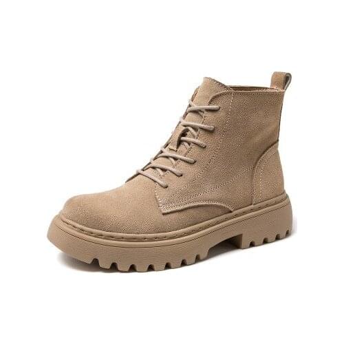 2021 New SZSGCN Ankle Boots Suede Leather women Flat platform Short Boots Ladies shoes fashion Autumn winter boots