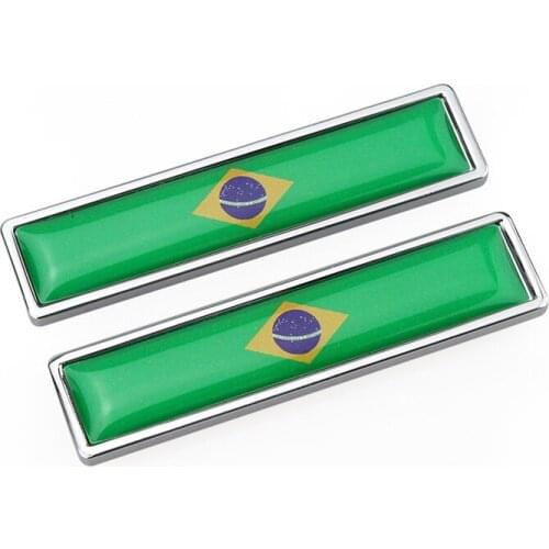 1 Pair Brazil Brazilian Flag 3D Metal Car Sticker Decal Decoration Badge Emblem Accessories Auto Stickers For Audi Bmw Toyota VW