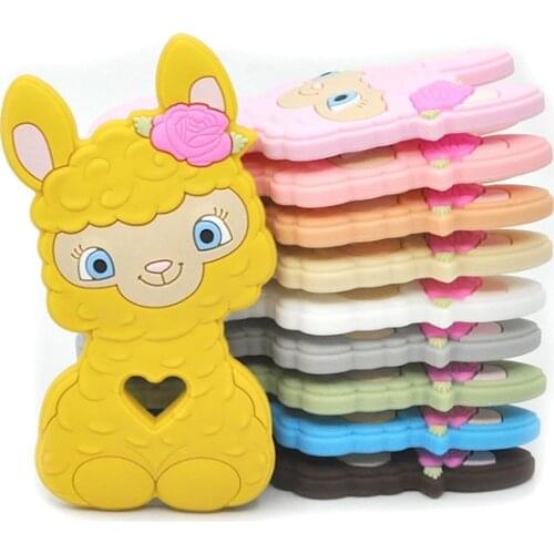 1PCS Silicone Llama Teether Baby Teething Toy American Alpaca Food Grade Silicone Pacifier Chain Pendant BPA Free