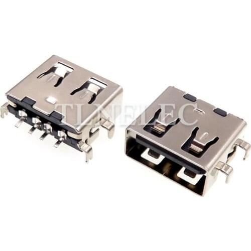 10pcs Type A USB 2.0/4 Pins insert Famale Socket Interface Connector Port Flat Edge Jack with Shrapnel Black Plastic Plug