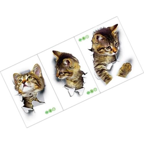 3D Cat Wall Sticker Wall Decal for Living Room Bathroom Toilet Toilet Ceiling