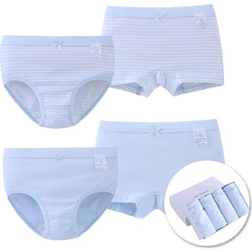 4Pcs/lot Kids Panties Princess Underwear for Children Stripe Baby Girls Underwear Cotton Panties Teenage Briefs Boxers for Girls