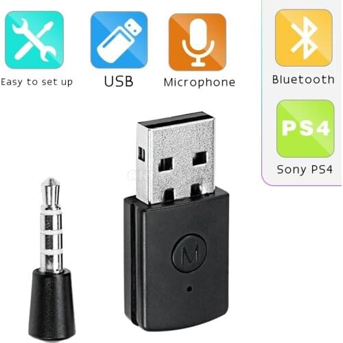 50Pcs/Lot Mini USB Adapter Wireless Bluetooth Dongle V4.0 +EDR with Mic 3.5mm Adapter for PS4 Bluetooth Headsets