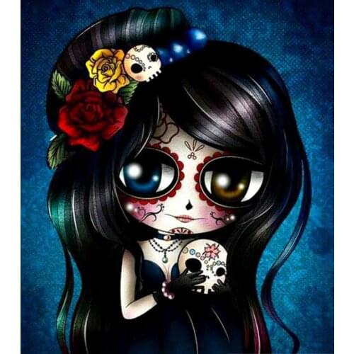 5D DIY Diamond Painting Mosaic Decoration Full Square/Round Drill "Skull Girl" Embroidery Cross Stitch Gift Home Decor Gift