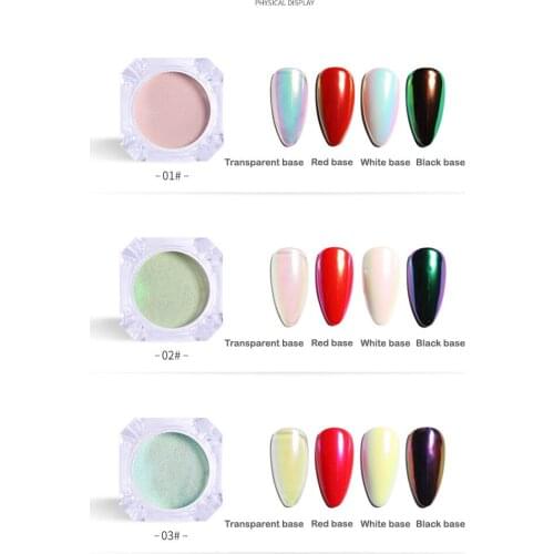 6box Solid Mirror Powder For Nail Art Surface Water Ripple Nail Mirror Effect Powder With Small Powder Brush A28#30