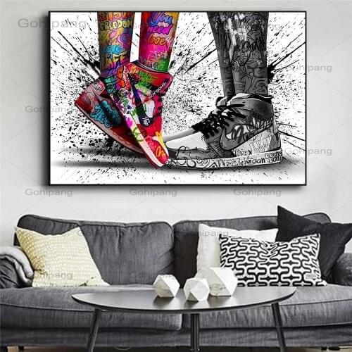 Abstract Graffiti Couple Sneakers Wall Art Poster Hd Print Street Art Modern Home Living Room Decoration Wall Painting Picture