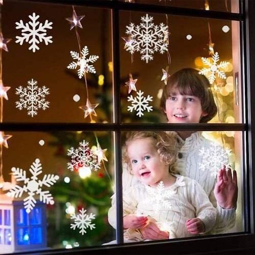 White Snowflake Christmas Wall Stickers electrostatic Glass Window Sticker Christmas Decor for Home New Year Gift Navidad 2021