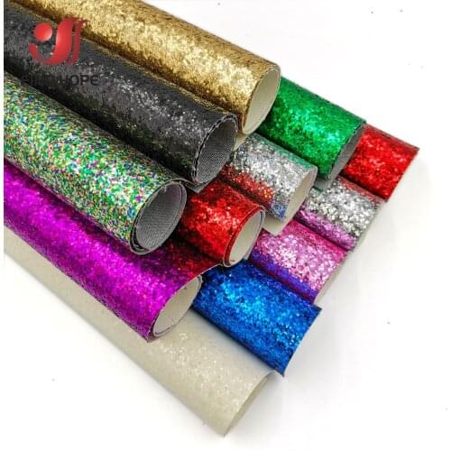 Sparkly Chunky Glitter Fabric Shiny Gold Vinyl Synthetic Faux Leather Fabric Hairbow Craft DIY Accessories Material Handmade