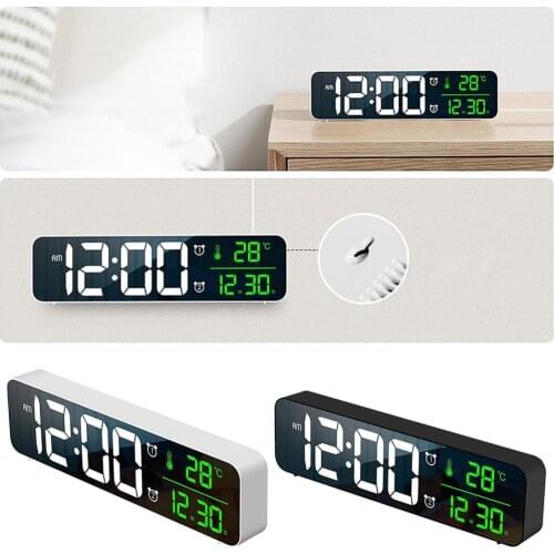 Alarm Clock LED Display Mirror Bedside Clock Office Bedroom Table Decoration