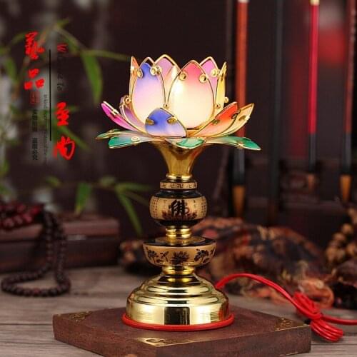 Xuyuan Colorful Sheet Lotus Lamp Giant Buddhas Front Buddha Lamp Buddha Lamp Lotus Lamp