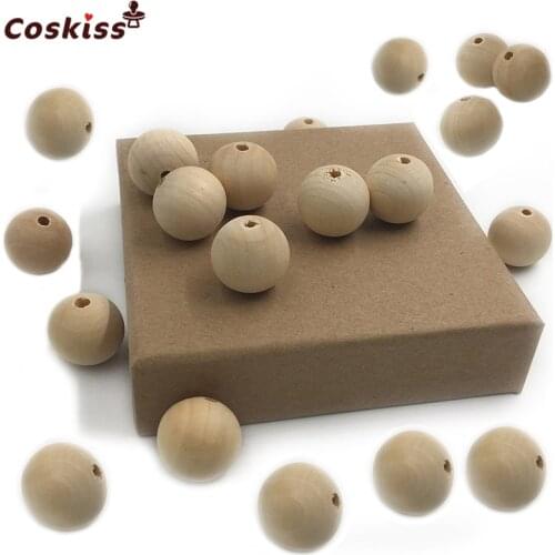 0.47"(12mm) Wooden Natural Round Beads DIY Baby Teether Toys Nursing Chewing Wooden Teether For Baby Teether Necklaces/bracelets