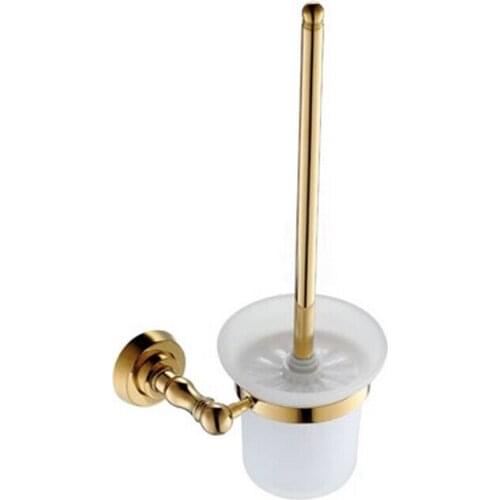 Gold finish Bath Bathroom Suction Cup Toilet Brush Holder GB002c