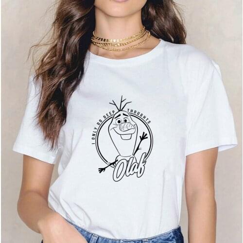Disney Frozen 2 Olaf I Only Do Deep Thoughts Line Art T shirt Women Tops Shirt Loose Casual Korean Ins Tide Unisex Tshits